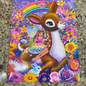 LISA FRANK Folder Deer girl with rainbow & flowers 2015